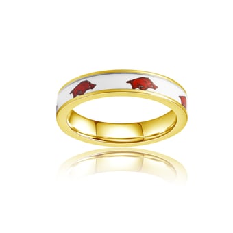 Women's FanDrip Arkansas Razorbacks Yellow Gold Plated Steel Fan Ring