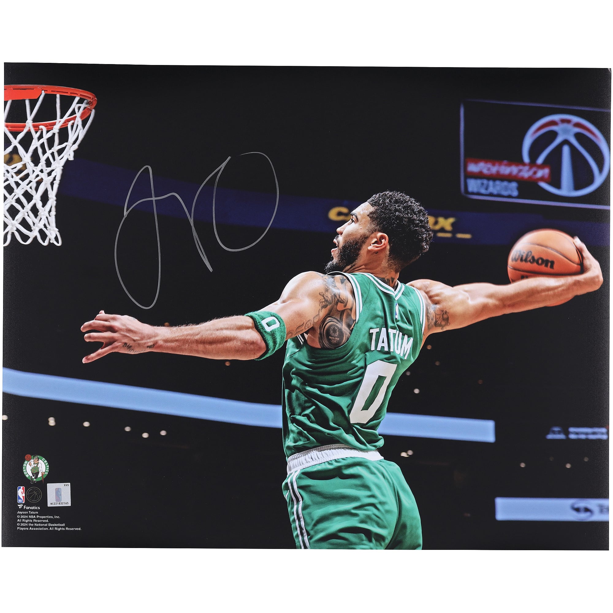 Jayson Tatum Boston Celtics Autographed 16" x 20" Dunking Spotlight Photograph
