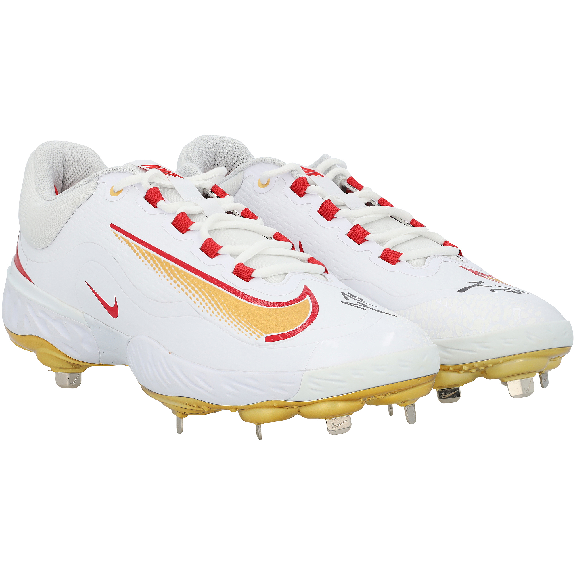 J.T. Realmuto Philadelphia Phillies Autographed Player-Issued White/Gold Nike Cleats from the 2025 MLB Season