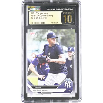 Luis Gil New York Yankees 2025 Topps Now Road to Opening Day #OD-30 CGC Authenticated PRISTINE 10 Card