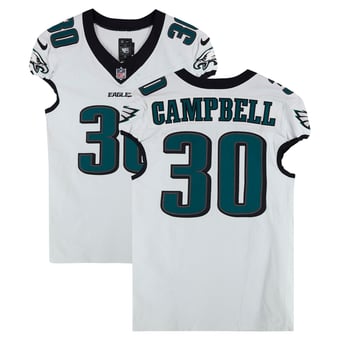 Jihaad Campbell Philadelphia Eagles Game-Used #30 White Jersey vs. New York Giants on October 9, 2025