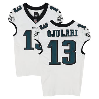 Azeez Ojulari Philadelphia Eagles Game-Used #13 White Jersey vs. New York Giants on October 9, 2025