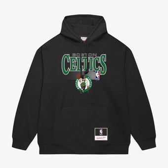 Men's Mitchell & Ness Black Boston Celtics Team Name Stack & Logo Hoodie