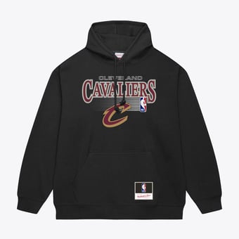 Men's Mitchell & Ness Black Cleveland Cavaliers Team Name Stack & Logo Hoodie