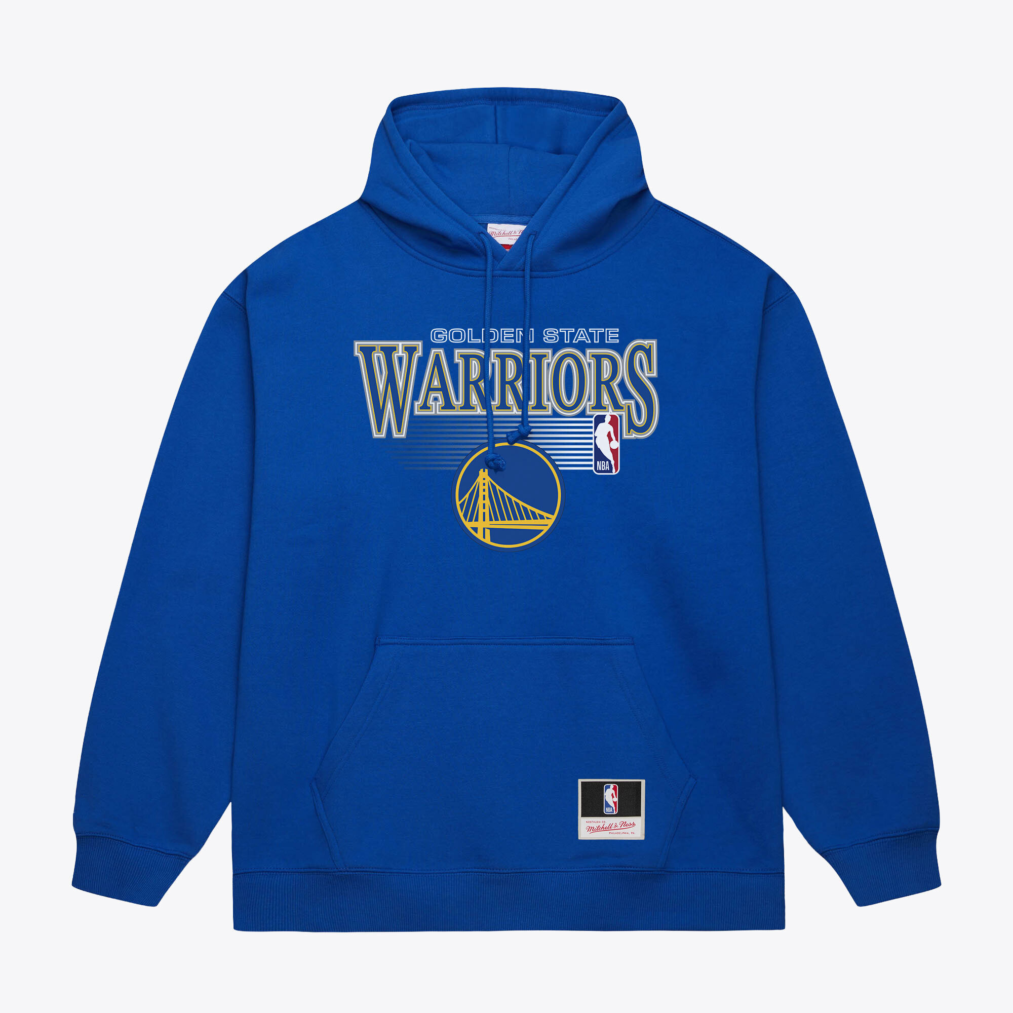 Men's Mitchell & Ness Royal Golden State Warriors Team Name Stack & Logo Hoodie