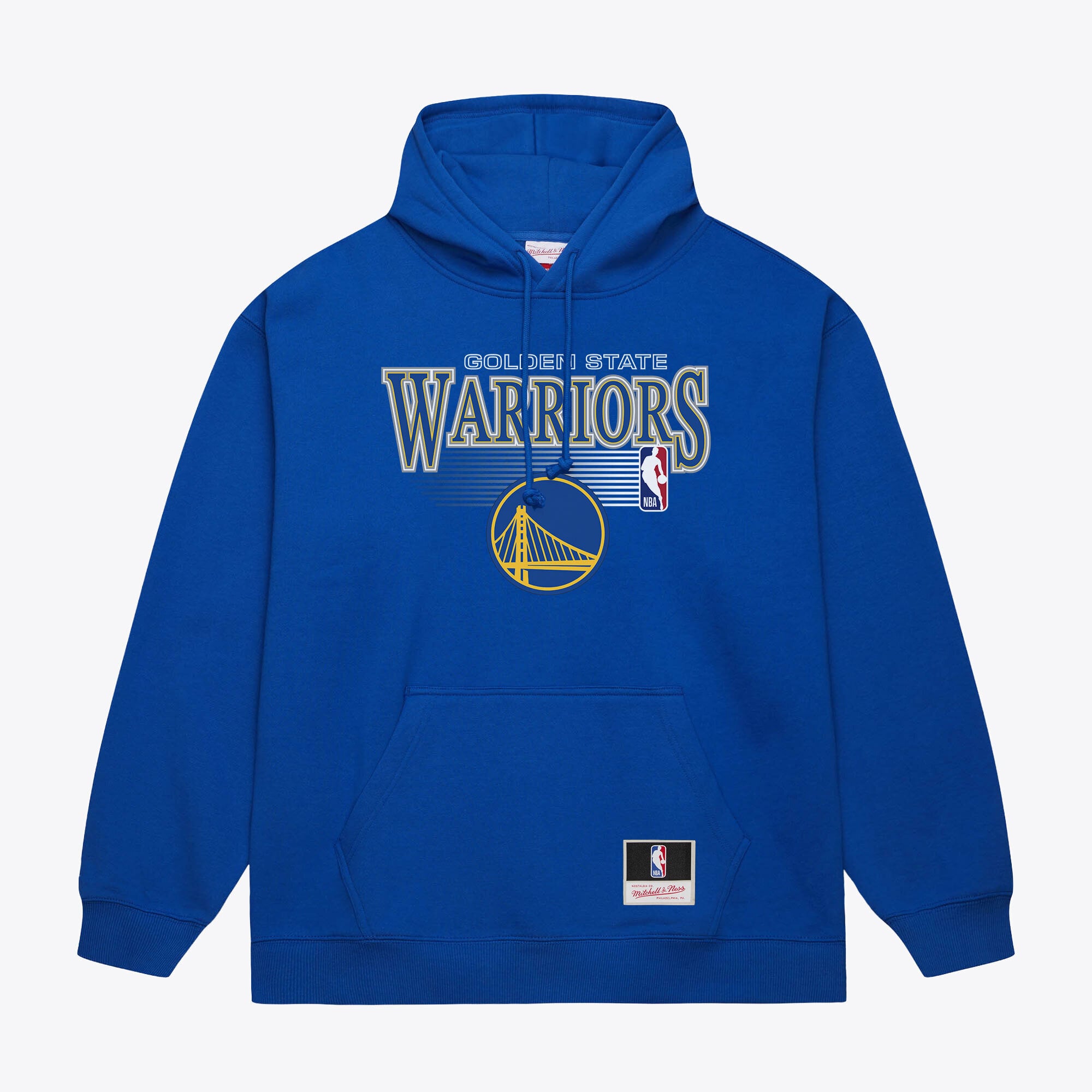Men's Mitchell & Ness Royal Golden State Warriors Team Name Stack & Logo Hoodie
