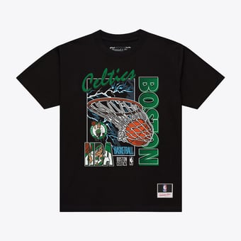 Men's Mitchell & Ness  Black Boston Celtics Lightning Swish T-Shirt