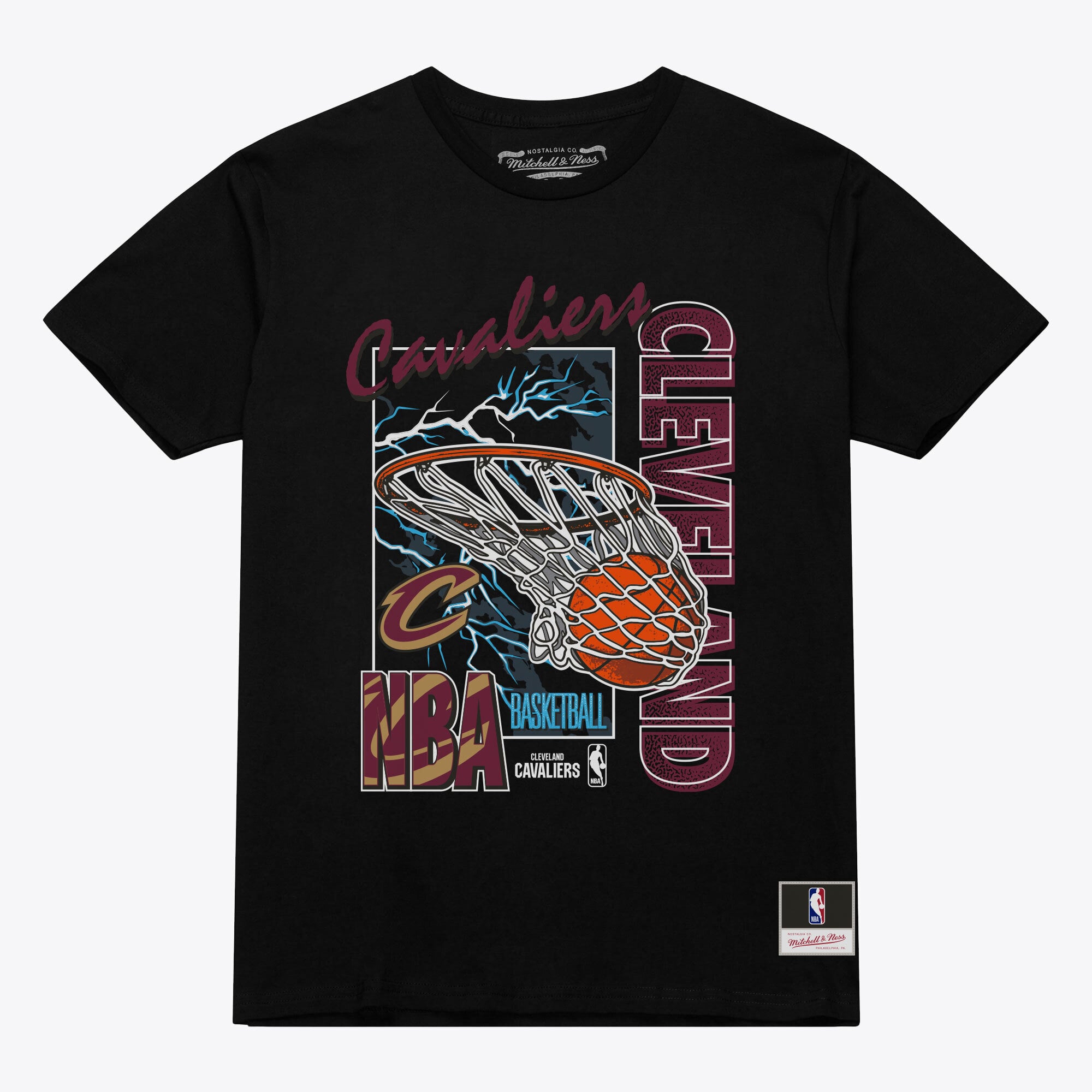 Men's Mitchell & Ness  Black Cleveland Cavaliers Lightning Swish T-Shirt