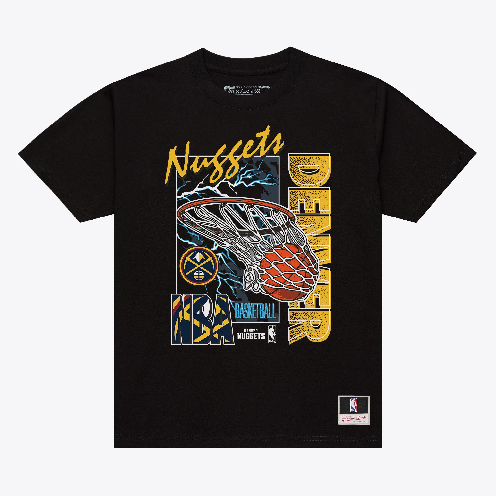 Men's Mitchell & Ness  Black Denver Nuggets Lightning Swish T-Shirt