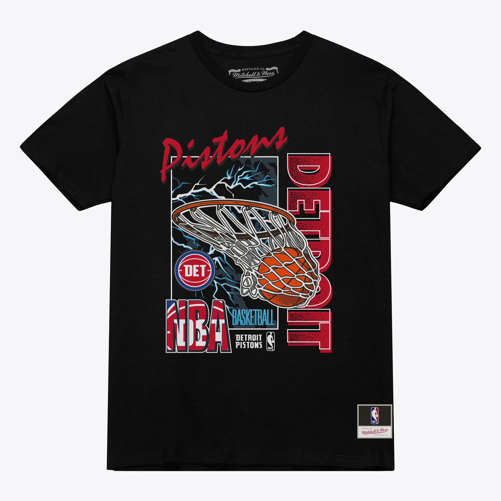 Men's Mitchell & Ness Black Detroit Pistons Lightning Swish T-Shirt