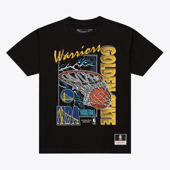Men's Mitchell & Ness  Black Golden State Warriors Lightning Swish T-Shirt