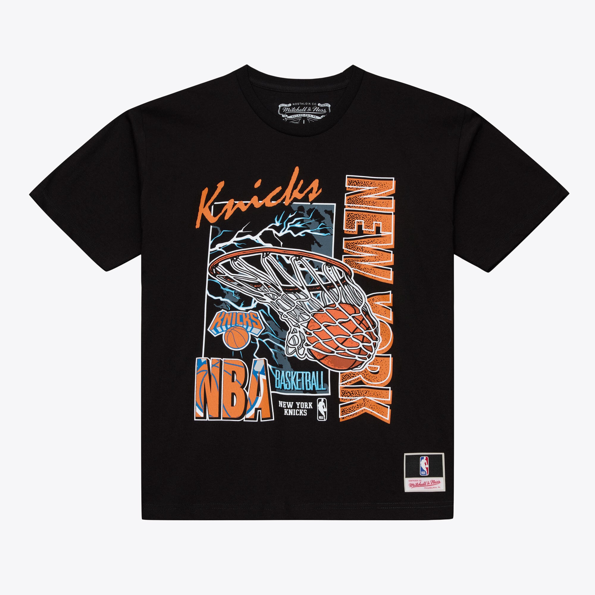 Men's Mitchell & Ness  Black New York Knicks Lightning Swish T-Shirt