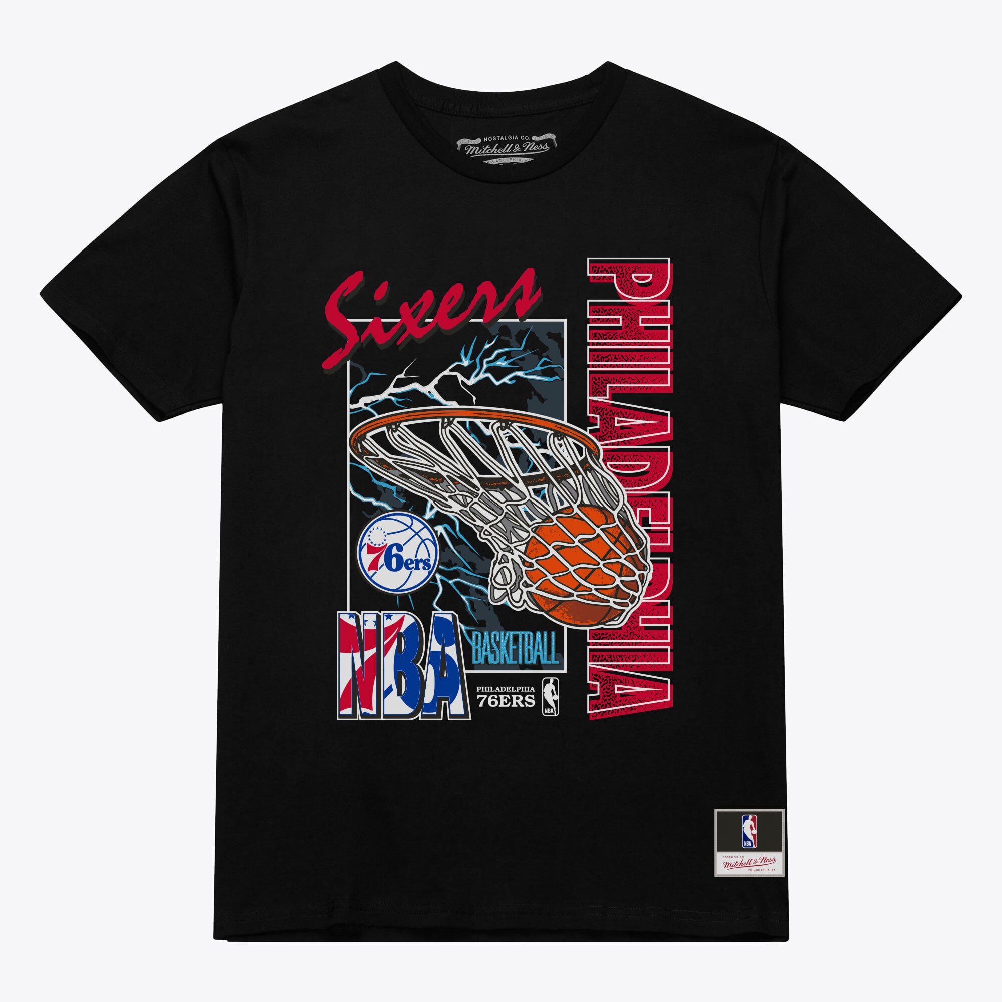 Men's Mitchell & Ness  Black Philadelphia 76ers Lightning Swish T-Shirt