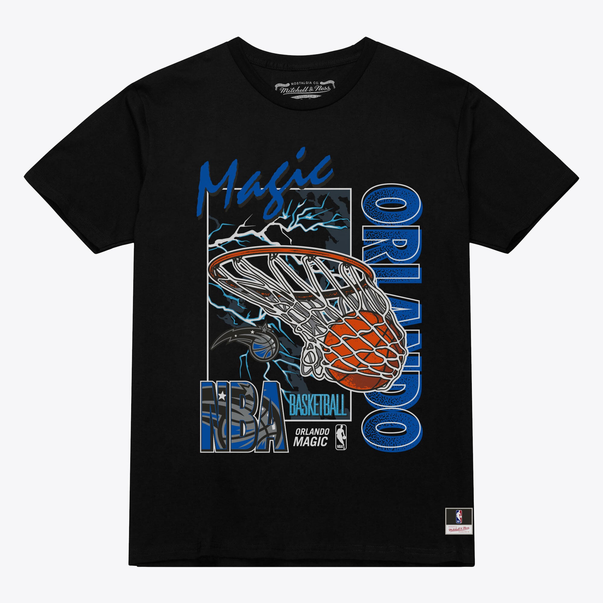 Men's Mitchell & Ness Black Orlando Magic Lightning Swish T-Shirt