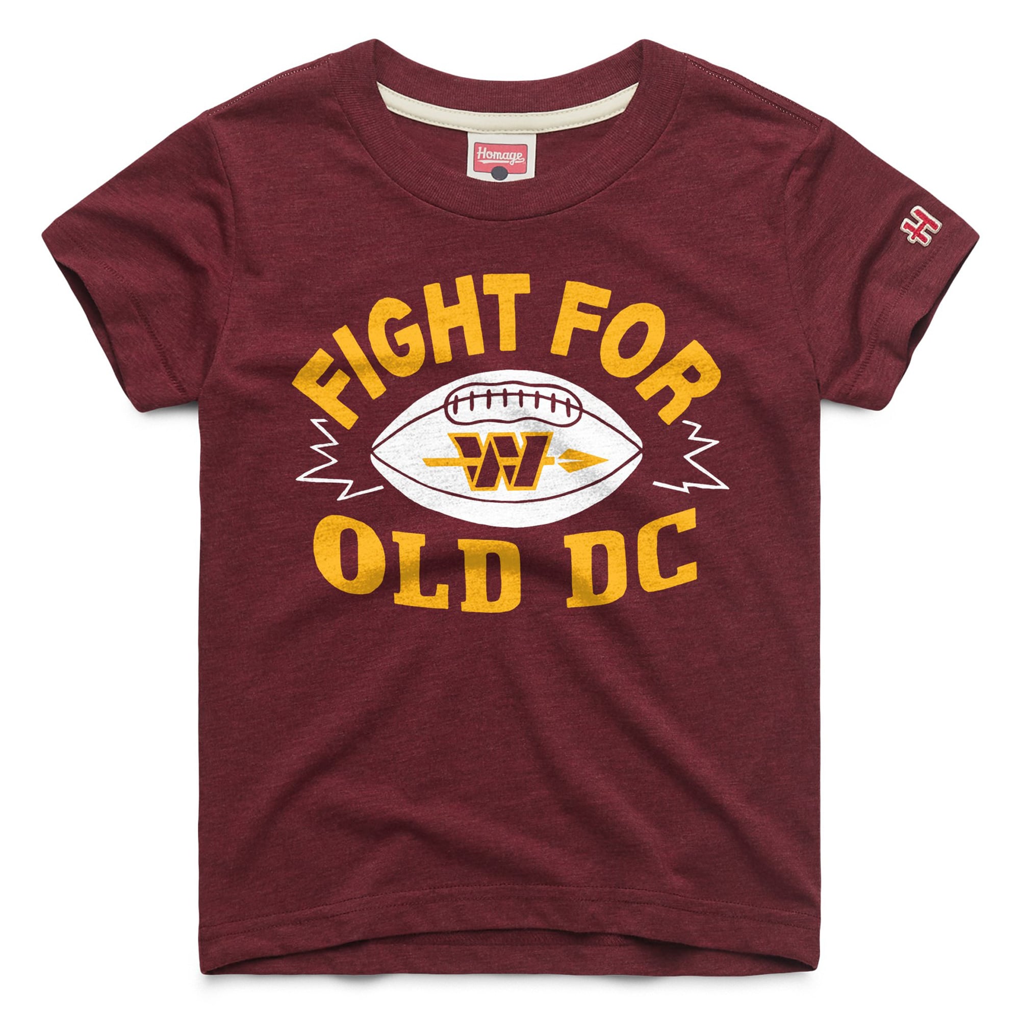 Youth Homage Burgundy Washington Commanders Fight For Old DC Logo Tri-Blend T-Shirt