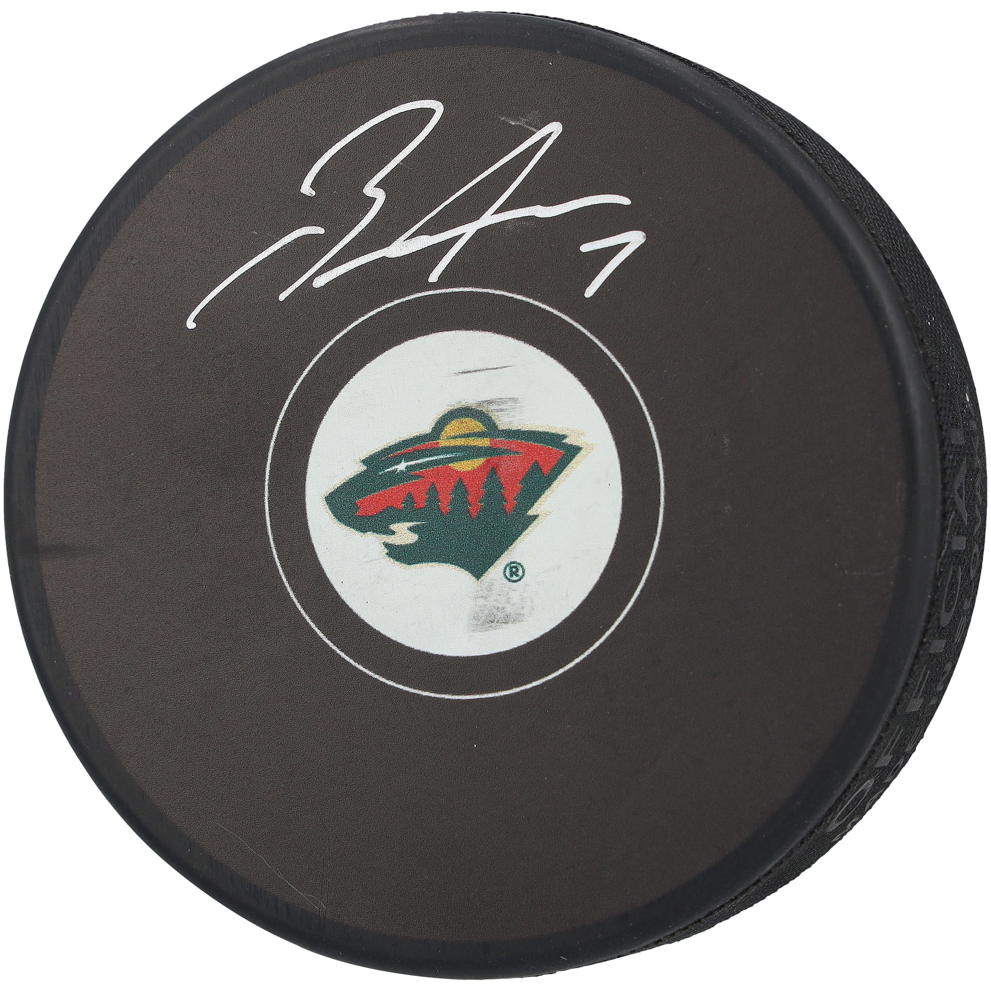Brock Faber Minnesota Wild Autographed Hockey Puck