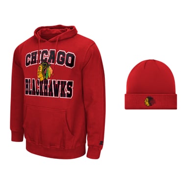 Men's Starter  Red Chicago Blackhawks Two-Pack Hoodie & Knit Hat Set