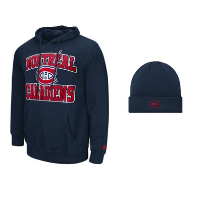 Men's Starter  Navy Montreal Canadiens Two-Pack Hoodie & Knit Hat Set