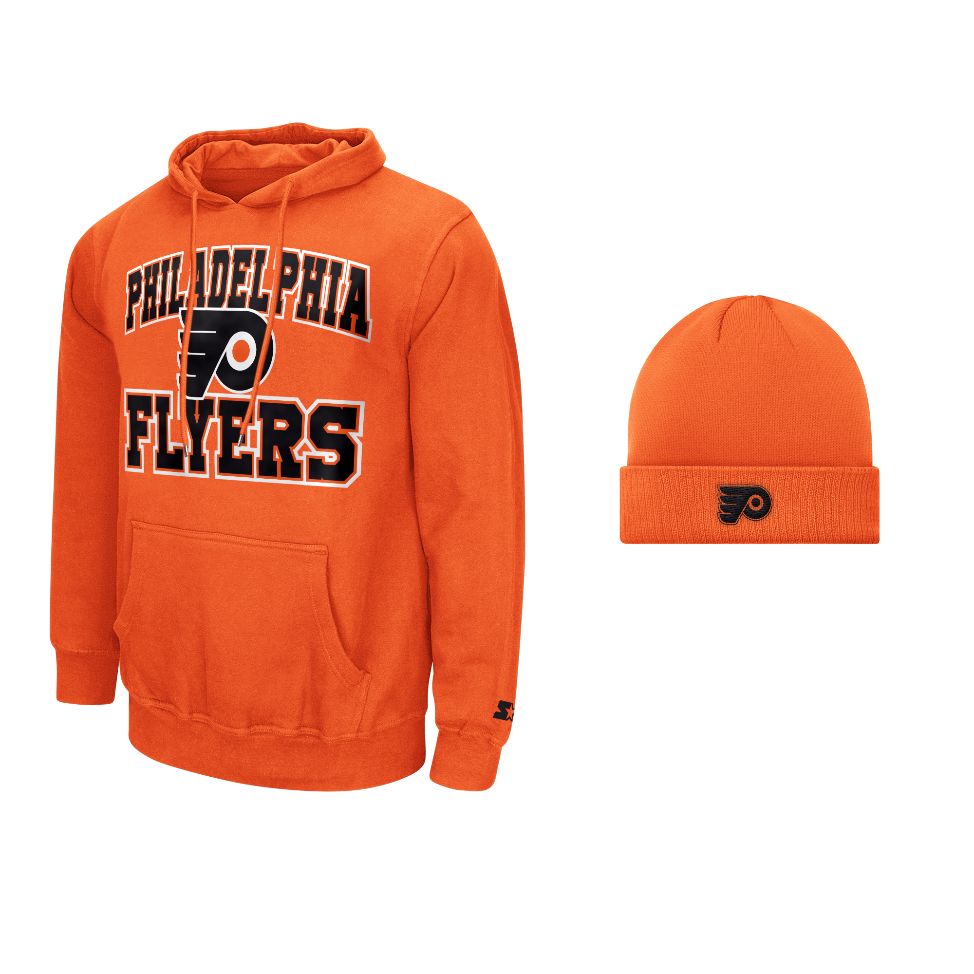 Men’s Starter Orange Philadelphia Flyers Two-Pack Hoodie & Knit Hat Set Men’s Starter Orange Philadelphia Flyers Two-Pack Hoodie & Knit Hat Set