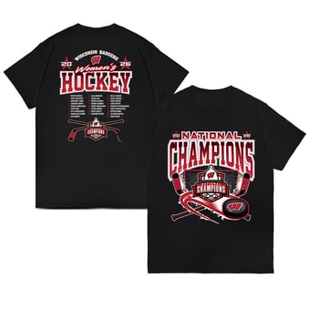Unisex  Black Wisconsin Badgers 2026 NCAA Frozen Four Women's Ice Hockey National Champions Roster T-Shirt