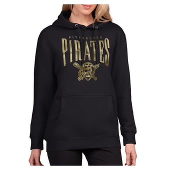 Women's G-III 4Her by Carl Banks Black Pittsburgh Pirates Metallic Team Name Fleece Hoodie