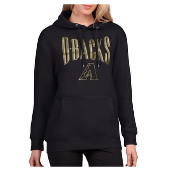 Women's G-III 4Her by Carl Banks Black Arizona Diamondbacks Metallic Team Name Fleece Hoodie