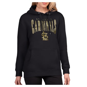 Women's G-III 4Her by Carl Banks Black St. Louis Cardinals Metallic Team Name Fleece Hoodie