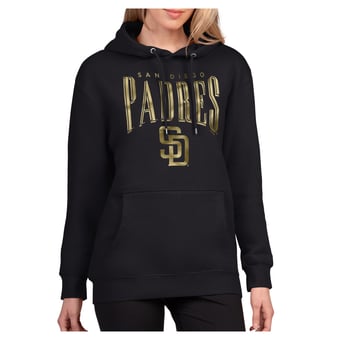 Women's G-III 4Her by Carl Banks Black San Diego Padres Metallic Team Name Fleece Hoodie
