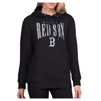 Women's G-III 4Her by Carl Banks Black Boston Red Sox Metallic Team Name Fleece Hoodie