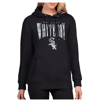 Women's G-III 4Her by Carl Banks Black Chicago White Sox Metallic Team Name Fleece Hoodie