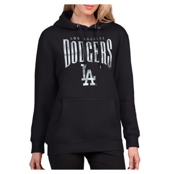 Women's G-III 4Her by Carl Banks Black Los Angeles Dodgers Metallic Team Name Fleece Hoodie