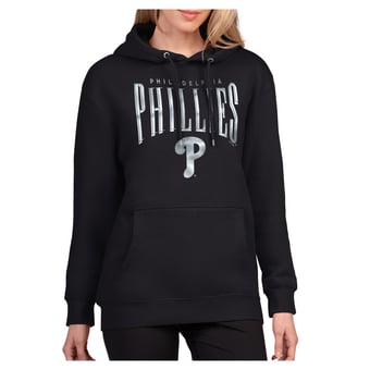 Women's G-III 4Her by Carl Banks Black Philadelphia Phillies Metallic Team Name Fleece Hoodie