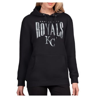 Women's G-III 4Her by Carl Banks Black Kansas City Royals Metallic Team Name Fleece Hoodie