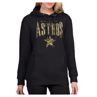 Women's G-III 4Her by Carl Banks Black Houston Astros Metallic Team Name Fleece Hoodie