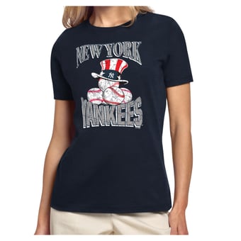 Women's Starter Navy New York Yankees Team Motif Mascot T-Shirt