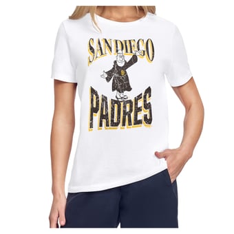 Women's Starter White San Diego Padres Team Motif Mascot T-Shirt