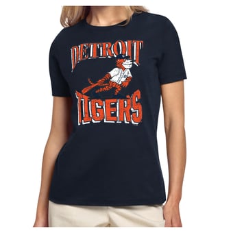 Women's Starter Navy Detroit Tigers Team Motif Mascot T-Shirt