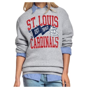 Women's Starter Gray St. Louis Cardinals Pennant Flag Fleece Sweatshirt