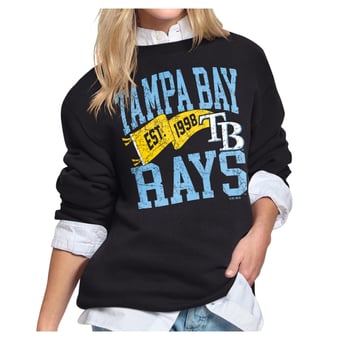 Women's Starter Black Tampa Bay Rays Pennant Flag Fleece Sweatshirt