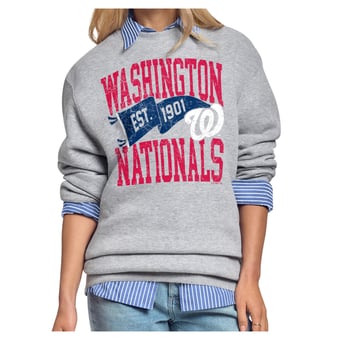 Women's Starter Gray Washington Nationals Pennant Flag Fleece Sweatshirt