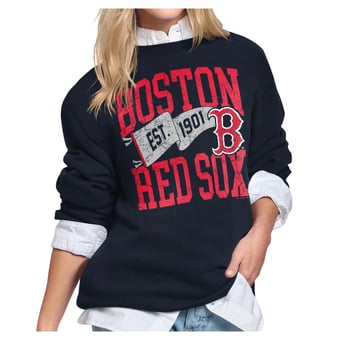 Women's Starter Navy Boston Red Sox Pennant Flag Fleece Sweatshirt