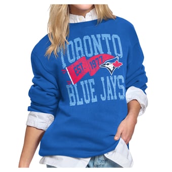 Women's Starter Royal Toronto Blue Jays Pennant Flag Fleece Sweatshirt