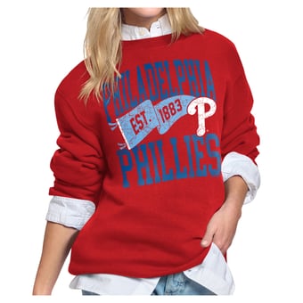 Women's Starter Red Philadelphia Phillies Pennant Flag Fleece Sweatshirt