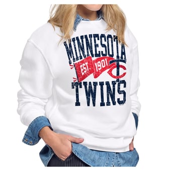 Women's Starter White Minnesota Twins Pennant Flag Fleece Sweatshirt