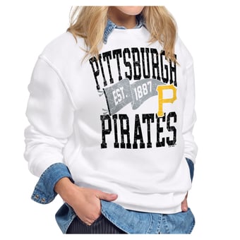 Women's Starter White Pittsburgh Pirates Pennant Flag Fleece Sweatshirt