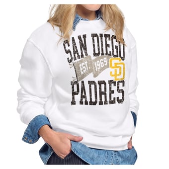 Women's Starter White San Diego Padres Pennant Flag Fleece Sweatshirt