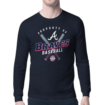 Men's Starter Navy Atlanta Braves Property of Team Long-Sleeve T-Shirt