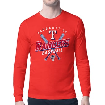 Men's Starter Red Texas Rangers Property of Team Long-Sleeve T-Shirt