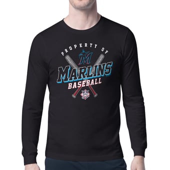 Men's Starter Black Miami Marlins Property of Team Long-Sleeve T-Shirt