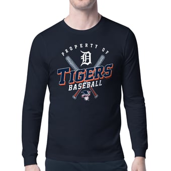 Men's Starter Navy Detroit Tigers Property of Team Long-Sleeve T-Shirt